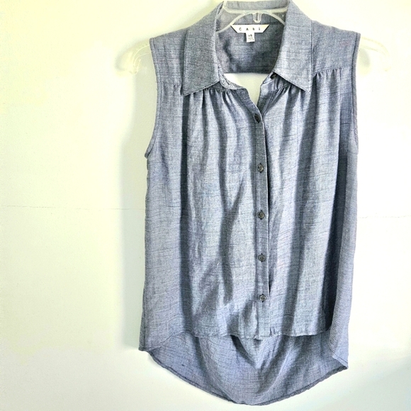 Cabi chambray sleeveless button down open back #387 - Picture 1 of 3